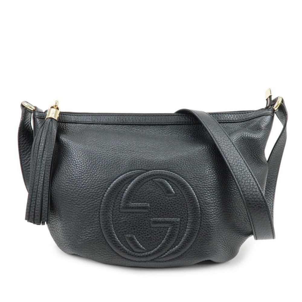 Gucci Soho Interlocking G Calfskin Shoulder Bag Black
